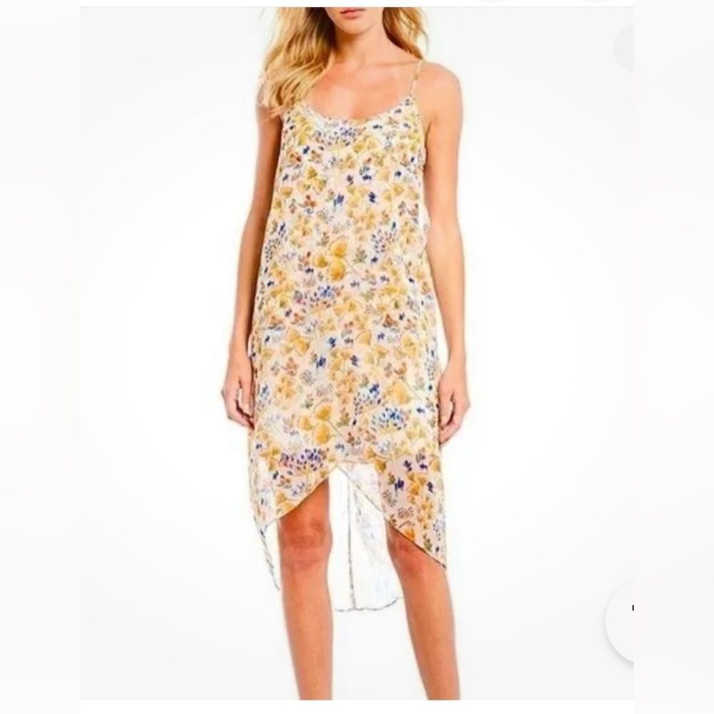 Gianni Bini floral spaghetti strap,tulip hem,pull over dress fully lined, size S